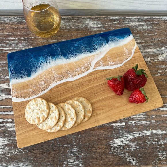 Other - Ocean Waves Resin Wood Cutting Board Charcuterie Board Cheeseboard Beach House